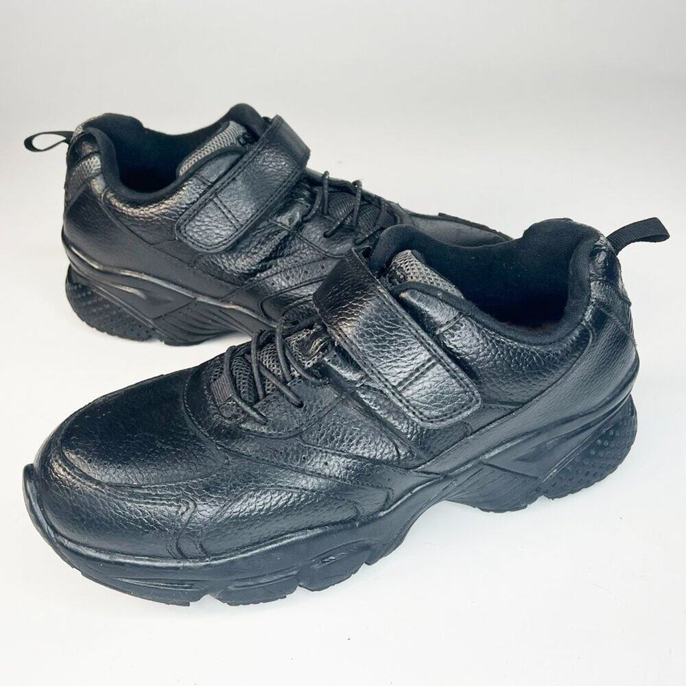 Apex A6000 Leather Strap Orthopedic Walking Sneakers Shoes Black Women 8